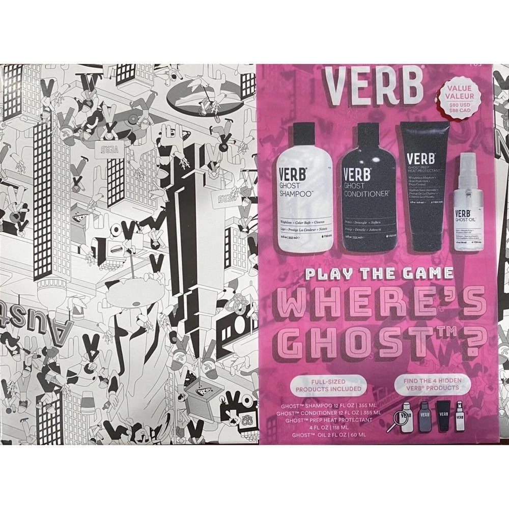 Verb Ghost Weightless Hair Kit 4pc Full Size Set Shampoo Conditioner Oil Prep